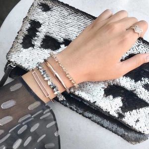 Stella & Dot Margeaux sequin clutch grey silver